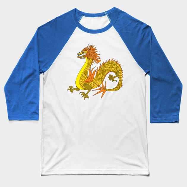 Golden Dragon Baseball T-Shirt by Alekvik